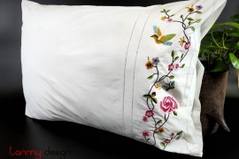 Pillowcase set - peach blossom embroidery